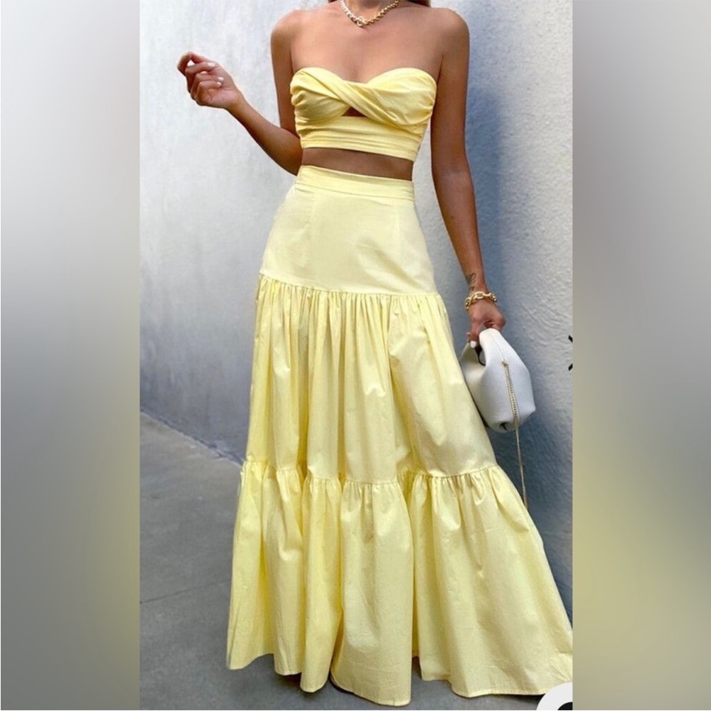 Runaway the Label Ayla Yellow Maxi Skirt and top set